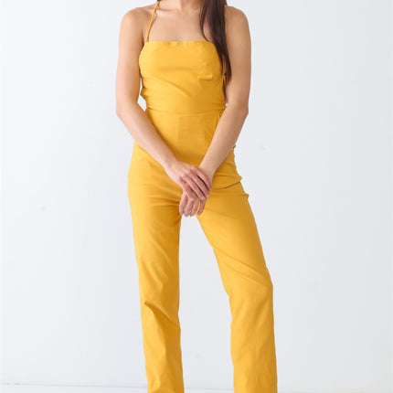 Doreli Group Backless Tied Spaghetti Strap Sleeveless Jumpsuit