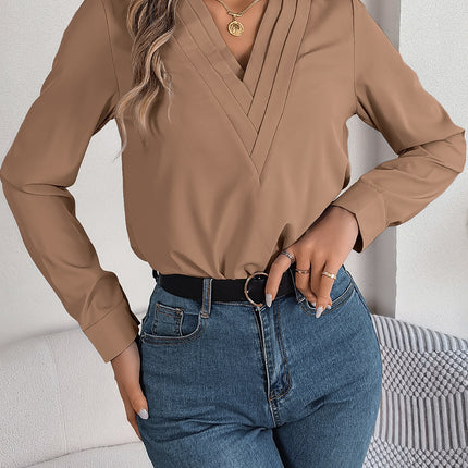 V-Neck Long Sleeve Blouse