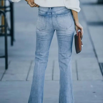 25/5 Spring And Autumn Women's Denim Pants New High-Waisted Slimming Micro-Flared Jeans Female Trend 366