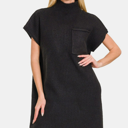 Zenana Short Sleeve Sweater Mini Dress