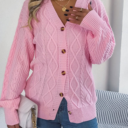 Cable-Knit Long Sleeve Cardigan