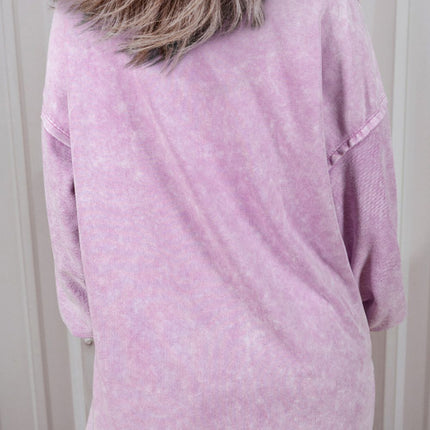 Exposed Seam Round Neck Long Sleeve Sweatshirt