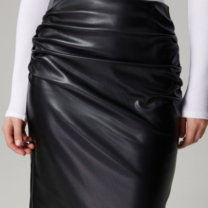 Slit Back Ruched Midi Skirt