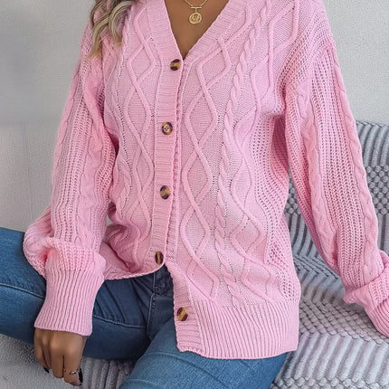 Cable-Knit Long Sleeve Cardigan