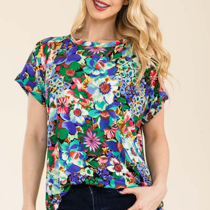 Celeste Full Size Round Neck Short Sleeve Floral T-Shirt