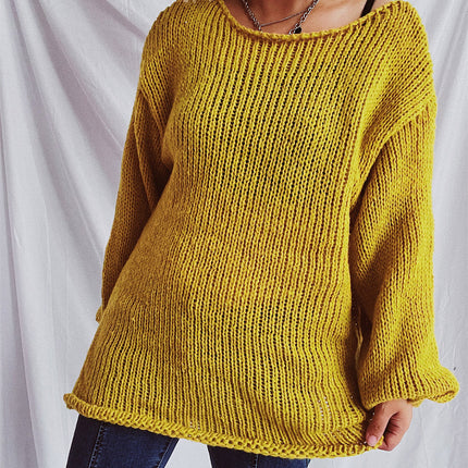 Boat Neck Dropped Shoulder Sweater