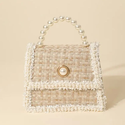 Fame Pearly Trim Woven Handbag