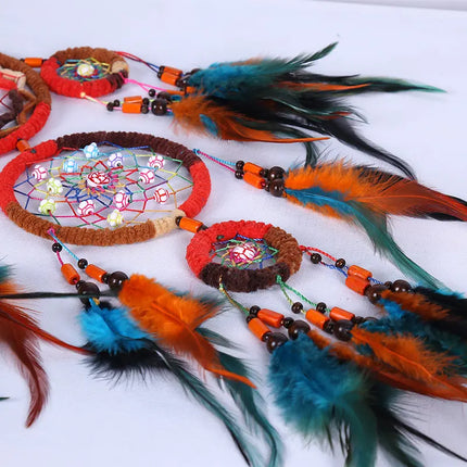2023 New Dream catchers Retro 5 Ring Dream Catchers Home Decoration Indians Natural Stone Tree of Life Dreamcatcher Wall Hanging