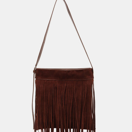 Suede Fringe Adjustable Strap Shoulder Bag