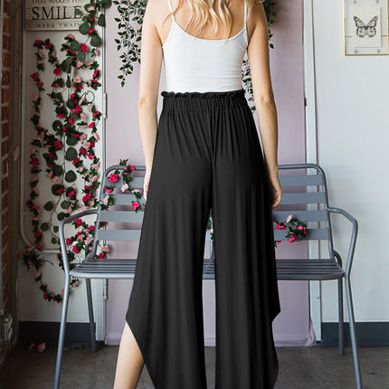 Heimish Full Size Frill Slit High Waist Wide Leg Pants