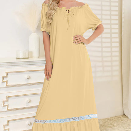 Lace Detail Short Sleeve Lounge Dress