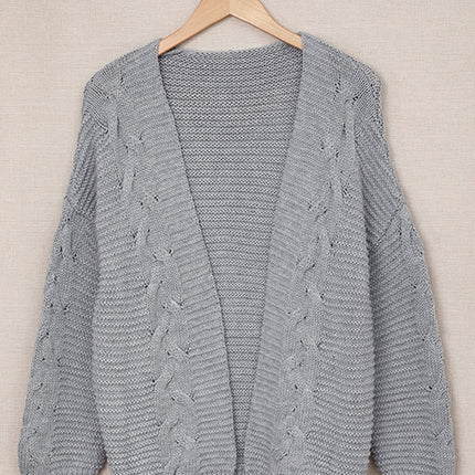 Cable-Knit Open Front Cardigan