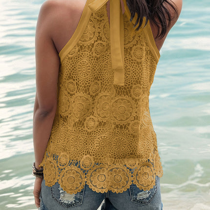 Lace Tied Mock Neck Tank - Vickie Lynn's