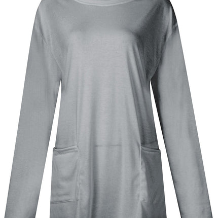 Full Size Pocketed Round Neck Long Sleeve T-Shirt