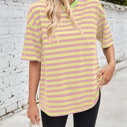 Lovelet Striped Round Neck Half Sleeve T-Shirt