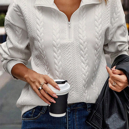 Half Zip Drop Shoulder Long Sleeve Sweatshirt