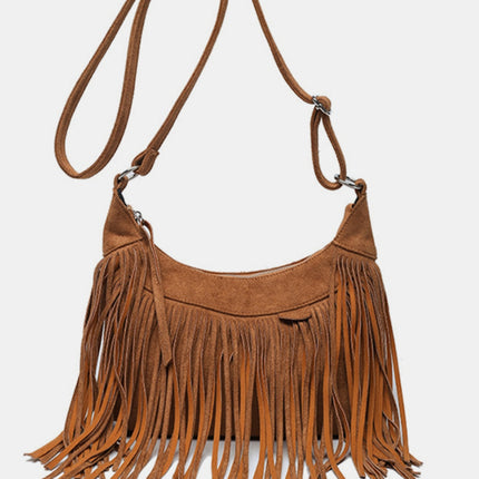 Suede Fringe Adjustable Strap Shoulder Bag