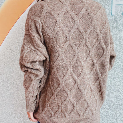 Diamond Round Neck Long Sleeve Sweater