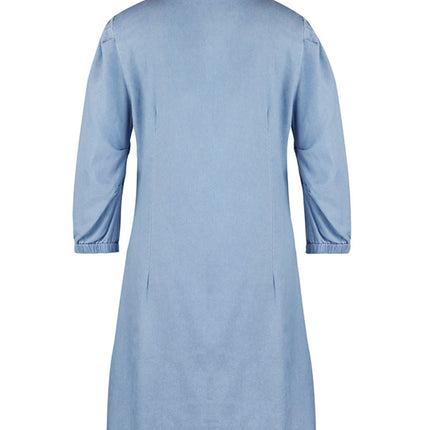 Full Size V-Neck Half Sleeve Denim Dress - Vickie Lynn's