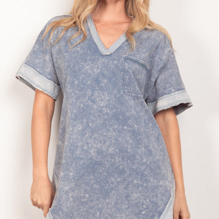 VERY J Short Sleeve V-Neck Tee Dress