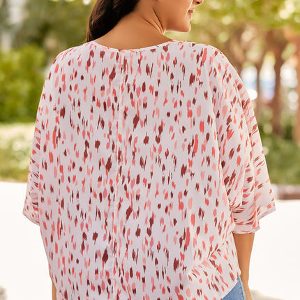 Plus Size Printed V-Neck Blouse