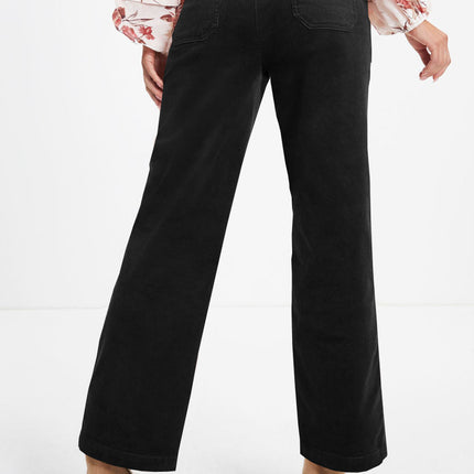 Half Elastic Waist Straight Pants