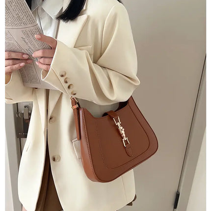 Vintage Women's Shoulder Bag 2023 Autumn Winter Fashion PU Leather Underarm Bags Trend All-Matched Crossbody Pack