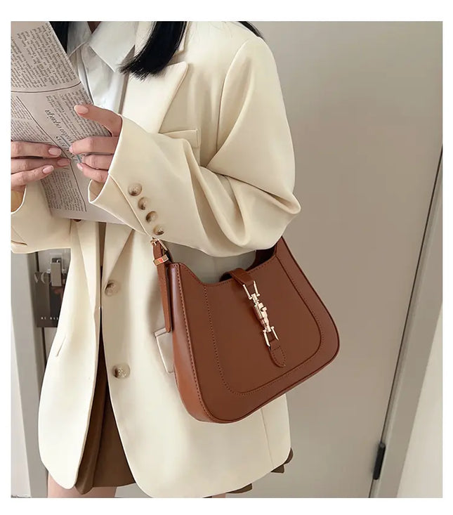 Vintage Women's Shoulder Bag 2023 Autumn Winter Fashion PU Leather Underarm Bags Trend All-Matched Crossbody Pack