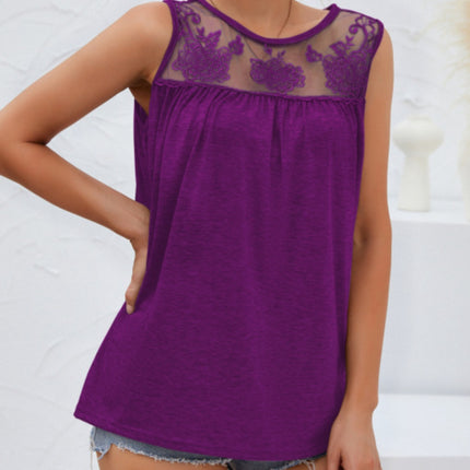 Lace Detail Round Neck Tank