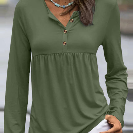 Half Button Long Sleeve T-Shirt