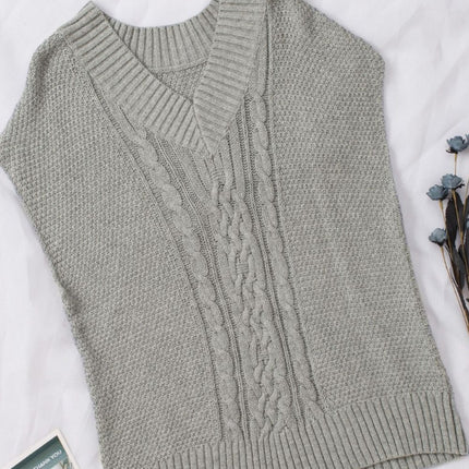 Cable-Knit V-Neck Sweater Vest