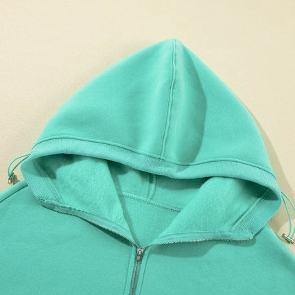 Pocketed Half Zip Long Sleeve Hoodie