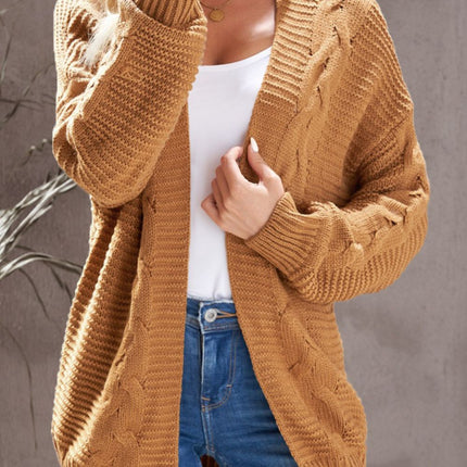 Cable-Knit Open Front Cardigan