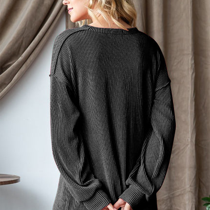 Heimish Ribbed Exposed Seam Long Sleeve T-Shirt