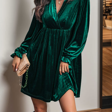 Perfee Ruched Surplice Long Sleeve Mini Dress