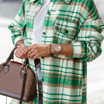 Plaid Flap Pocket Long Sleeve Shacket