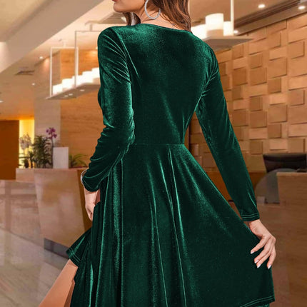 Round Neck Long Sleeve Knee Length Dress