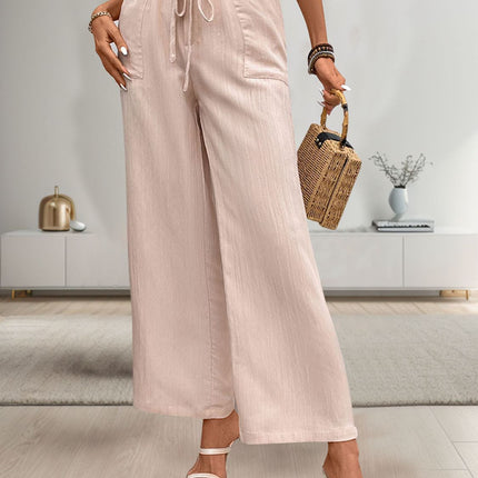 Tied Wide Leg Pants with Pockets