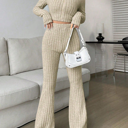 Zip Up Long Sleeve Top and Pants Set