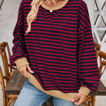 Contrast Striped Long Sleeve Sweatshirt