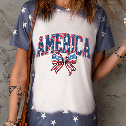 AMERICA Round Neck Short Sleeve T-Shirt