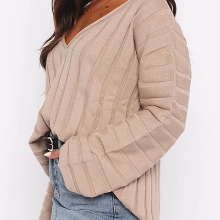 V-Neck Dropped Shoulder Sweater