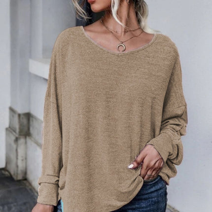 Full Size Double Tie Drop Shoulder Long Sleeve T-Shirt