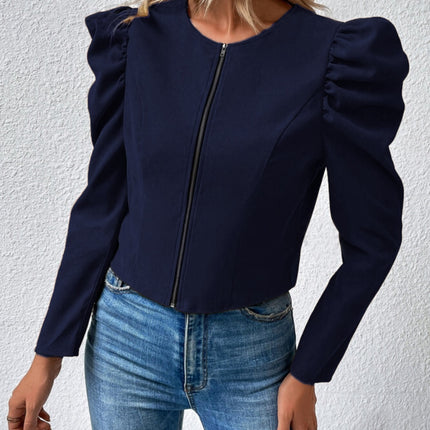 Zip Up Puff Sleeve Jacket