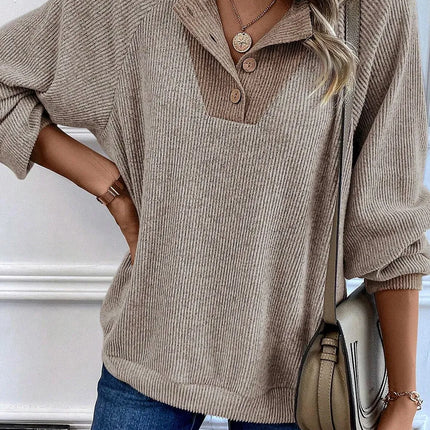 Quarter Buttoned Long Sleeve Blouse