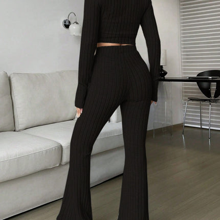 Zip Up Long Sleeve Top and Pants Set