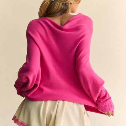 Davi & Dani Solid Color Batwing Sleeve Sweater