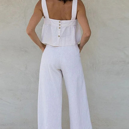 Square Neck Wide Strap Top and Pants Set