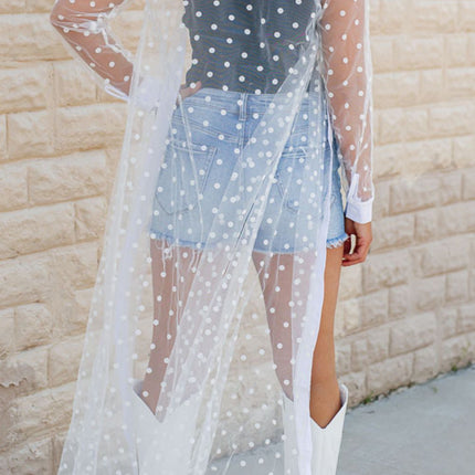 Polka Dot Long Sleeve Cover Up