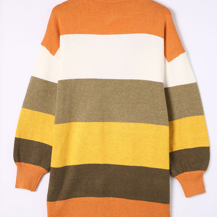 Open Front Color Block Cardigan